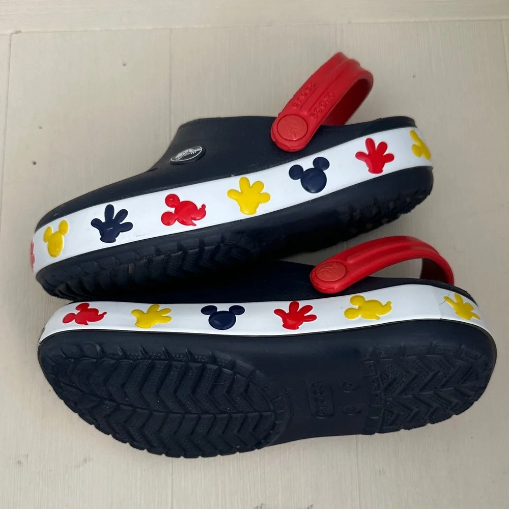 CROCS Kids Black Clogs with Red Strap and Multicolor Mickey Trim - Picture 4 of 7